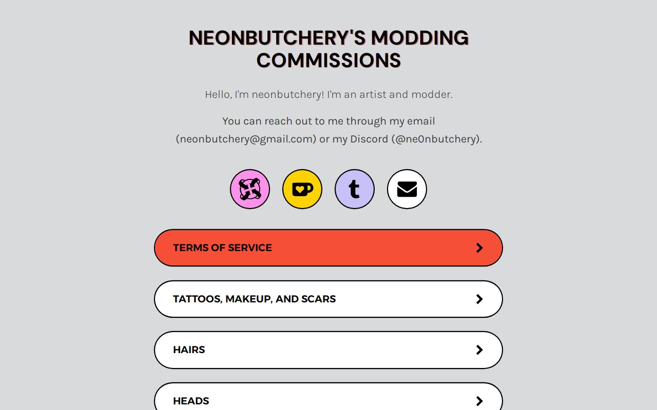 Neonbutchery's Commissions